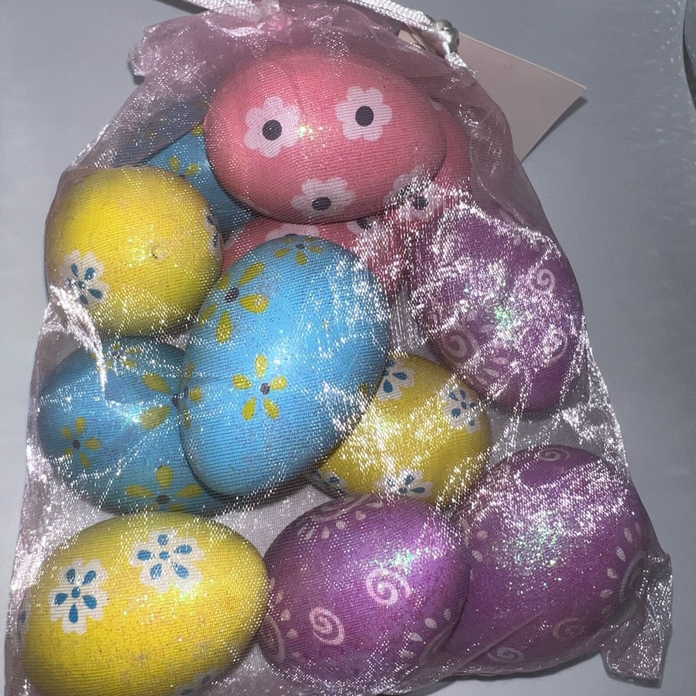 12-count set of pastel-colored Easter eggs decor
